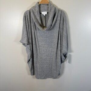 KORYE Women's Cowl Neck Sweater Top Size XL In Heather Grey